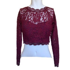 Sequin Hearts Ballet Core Stretch Lace Midriff Crop Top Juniors Size 1
